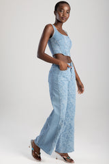 Sissyboy Womens High Waisted Wide Leg Jeans In Medium Vintage