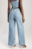 Sissy boy Womens High Waisted Wide Leg Jeans In Medium Vintage