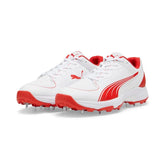 Puma Mens Spike Cricket Shoes In White/Red