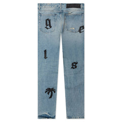 Palm Angels Womens Logo Patch Classic Jeans In Denim Blue