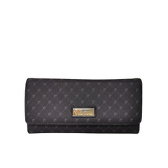 Pierre Cardin Guilana Logo Trifold Old-Black Purse In Black & Grey
