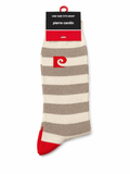 Pierre Cardin Mens Stripe Toe Cap Socks In Taupe/Brown