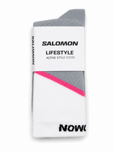 Salomon Mens Pulse Crew Lifestyle Socks In Sharkskin/Pink Glo