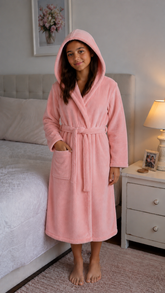 Comet Kids Girls Hooded Gown In Pink