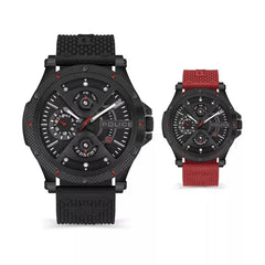 Police Ip Blk Red Dial/Black Rubber Strap
