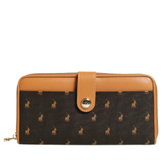 Polo New Iconic Zip Around Brown Purse