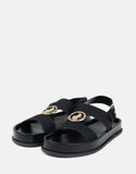 Polo Womens Jacquard Moulded Trim Sandal Black
