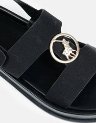 Polo Womens Jacquard Moulded Trim Sandal Black