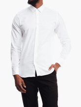 Polo Mens Easy Care Textured Long Sleeves Shirt White
