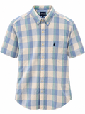 Polo Mens Plain Gingham Shirt In Aqua