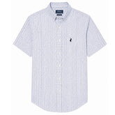 Polo Mens Short Sleeves Stripe Shirt In Blue