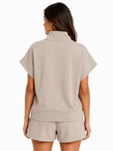Polo Womens Zoe Short Sleeves Quarter Zip Top In Mushroom