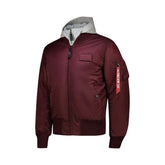 Alpha Industries Mens Ma-1 Dtec Mens Jacket In Dark Cherry And Grey
