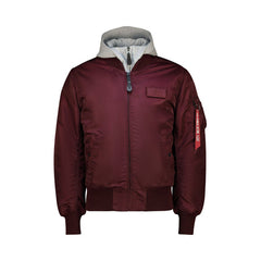 Alpha Industries Mens Ma-1 Dtec Mens Jacket In Dark Cherry And Grey