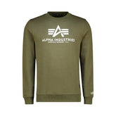 Alpha Industries Mens Logo Crew Neck Sweatshirt In Sage