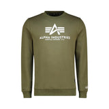 Alpha Industries Mens Logo Crew Neck Sweatshirt In Sage