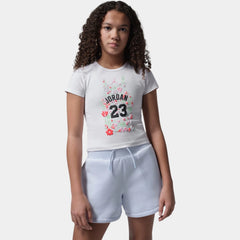 Jordan Girls Floral Short Sleeve T-shirt In White