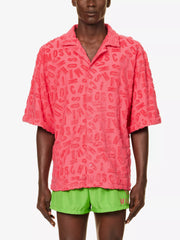 Moschino Mens Monogram Cotton Blend Shirt In Cerise