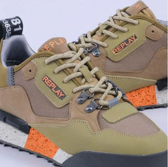 Replay Mens Field Speed Shoes In Khaki and Orange