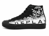 Replay Mens Snap Graffiti Hight Sneakers In Black/White