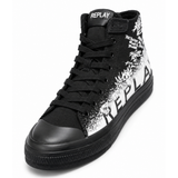 Replay Mens Snap Graffiti Hight Sneakers In Black/White