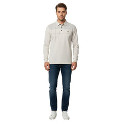 Loreti Mens Rive Long Sleeve Golfer In Cream