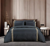 Egyptian Cotton Co Roberto Duvet In Black & Stone