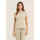 Freddy Womens Knitted Short Sleeves T-Shirt Embroidery In Whitecup Gray