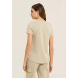 Freddy Womens Knitted Short Sleeves T-Shirt Embroidery In Whitecup Gray