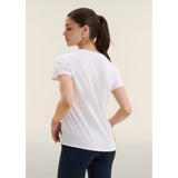 Freddy Womens Knitted Short Sleeves T-Shirt Floral Print In White/Light Blue