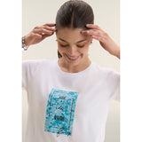 Freddy Womens Knitted Short Sleeves T-Shirt Floral Print In White/Light Blue
