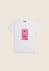 Freddy Womens Knitted Short Sleeves T-Shirt Floral Print In White/Fuchsia