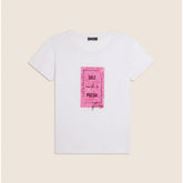 Freddy Womens Knitted Short Sleeves T-Shirt Floral Print In White/Fuchsia