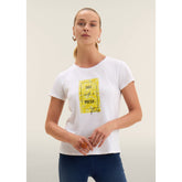 Freddy Womens Knitted Short Sleeves T-Shirt Floral Print In White/Yellow