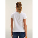 Freddy Womens Knitted Short Sleeves T-Shirt Floral Print In White/Yellow