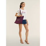 Freddy Womens Knitted Short Sleeves T-Shirt Floral Logo In White/Fuchsia