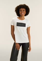 Freddy Ladies Knitted Short Sleeves T-Shirt In White