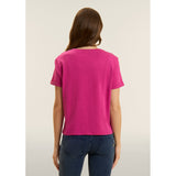 Freddy Womens Knitted Cropped T-Shirt In Pink