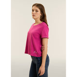 Freddy Womens Knitted Cropped T-Shirt In Pink