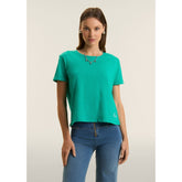 Freddy Womens Knitted Cropped T-Shirt In Spectra Green