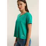 Freddy Womens Knitted Cropped T-Shirt In Spectra Green