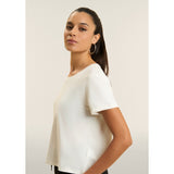 Freddy Womens Knitted Cropped T-Shirt In Egret