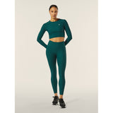 Freddy Womens Knitted 7/8 Leggings High Waisted In Dark Sea