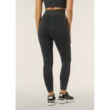 Freddy Womens Knitted Seamless 7/8 Leggings High Waist In Black Indigo