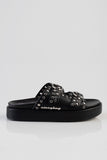 Sissy Boy Womens True Stud Double Strap Slides In Black