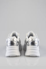 Sissy Boy Womens Chunky Sneaker With Bow And Flower In Silver