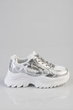 Sissy Boy Womens Chunky Sneaker With Bow And Flower In Silver