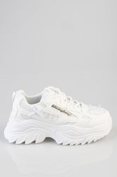 Sissy Boy Womens Chunky Sneaker With Bow And Flower In White