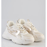 Sissy Boy Womens Chunky Sneaker With Gillter Detail In Cream And Gold