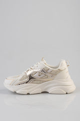 Sissy Boy Womens Chunky Sneaker With Gillter Detail In Cream And Gold
